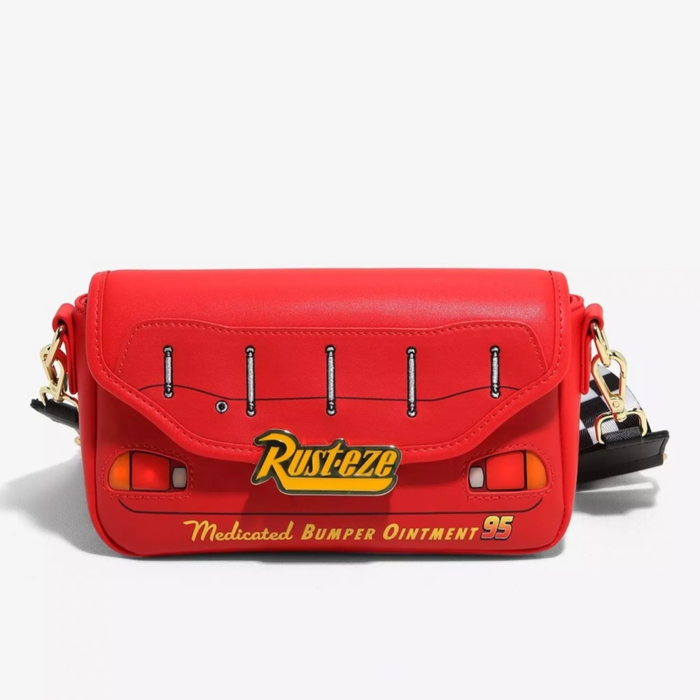 Loungefly Disney Pixar Card Lightning McQueen Bumper Light-Up Figural Crossbody